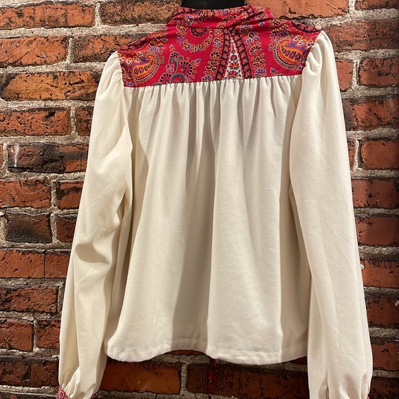 Vintage cinched peasant poly blouse small - Picture 5 of 5